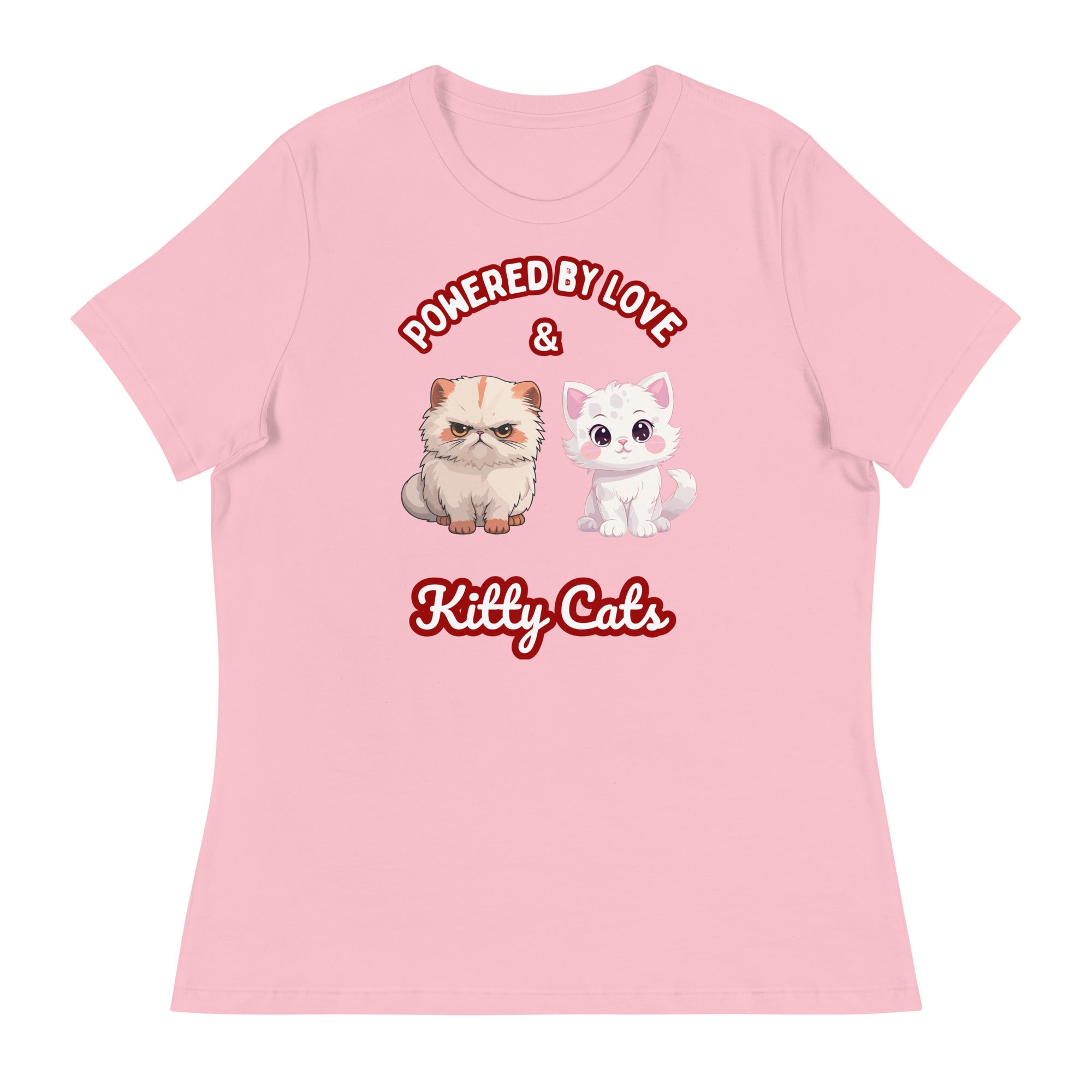 Unique Design Especially For "Craft World", "Powered by Love & Kitty Cats" Ladies  Relaxed Fit Cotton T-Shirts, Various Colours/Sizes (size guide included)