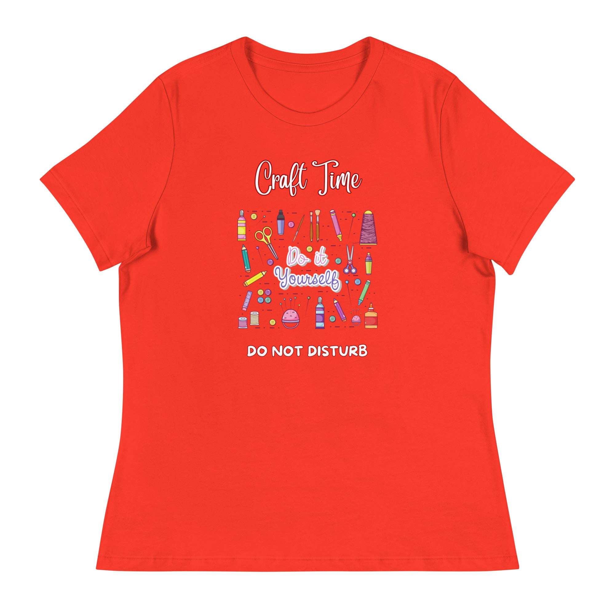 Unique Design Exclusively For "Craft World", Ladies "Craft Time, Do Not Disturb" Relaxed Fit Cotton T-Shirts, Various Colours/Sizes (size guide included)