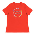 Unique Design Especially For "Craft World", Ladies "Crafting Is My Happy Place" Relaxed Fit Cotton T-Shirts, Various Colours/Sizes (size guide included)