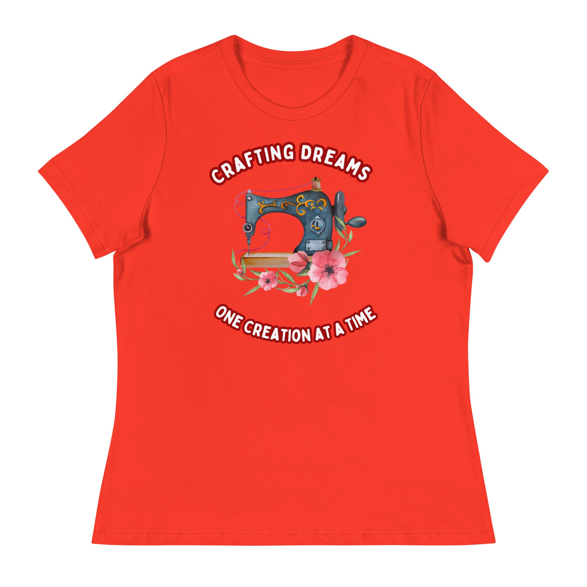 Unique Design Especially For "Craft World", "Crafting Dreams One Creation At A Time"  Ladies  Relaxed Fit Cotton T-Shirts, Various Colours/Sizes (size guide included)