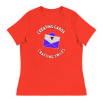 Unique Design Especially For "Craft World", "Creating Cards, Crafting Smiles" Ladies  Relaxed Fit Cotton T-Shirts, Various Colours/Sizes (size guide included)