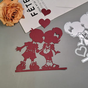 Cute Valentine's Metal Cutting Die, 12 cm x 10.6 cm/4.7 in x 4.2 in