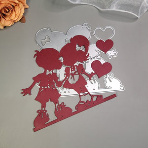 Cute Valentine's Metal Cutting Die, 12 cm x 10.6 cm/4.7 in x 4.2 in