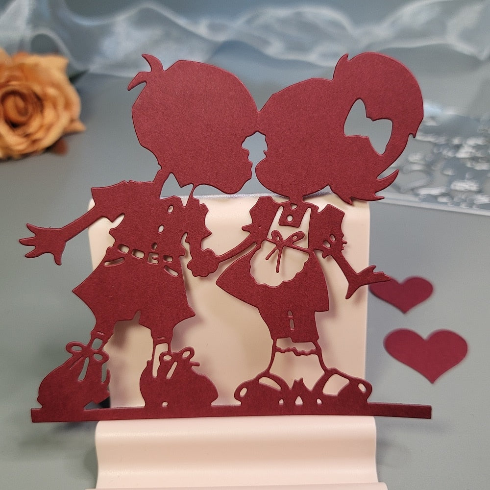 Cute Valentine's Metal Cutting Die, 12 cm x 10.6 cm/4.7 in x 4.2 in