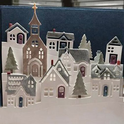 Christmas Church/Street Scene Metal Cutting Die, 19.5 cm x 8 cm/7.67 in x 3.14 in - Craft World