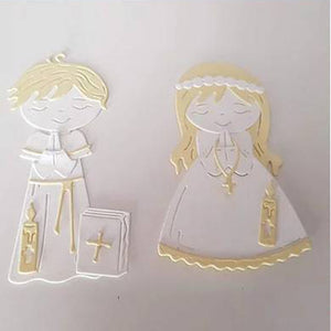 First Communion Girl/Boy Metal Cutting Dies, 7.2cm x 9.0cm/4.21 in x 4.53 in - Craft World 