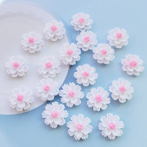 Beautiful Flat Back Resin Cabochon Flowers, Two Colours/Mixed, 12 mm, 60 Pieces