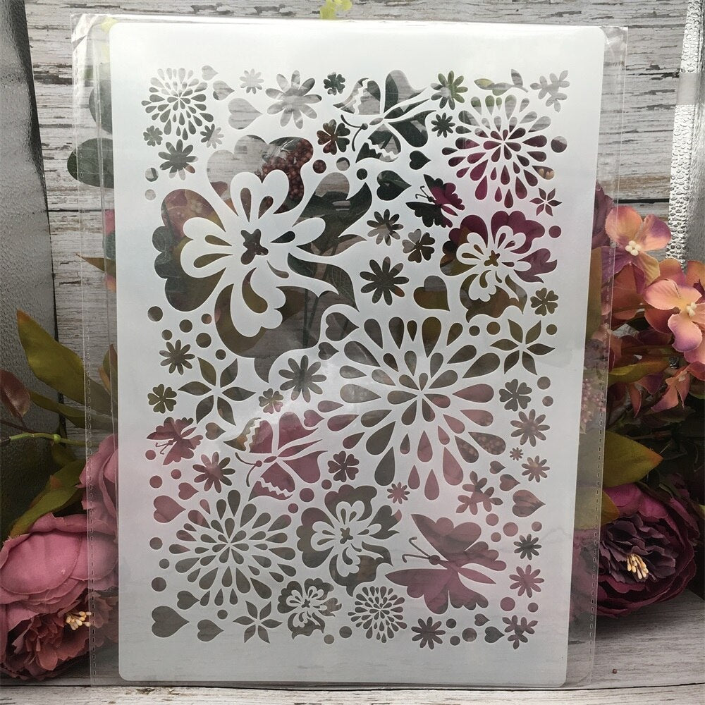 Floral Design Layering Stencils, Various Designs, 29 cm, A4 - Craft World 