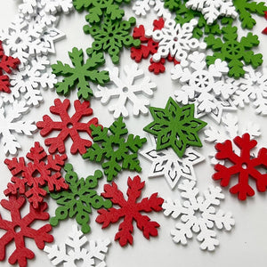 Cute Christmas Snowflake Wooden Buttons, 25 mm, 50 Pieces