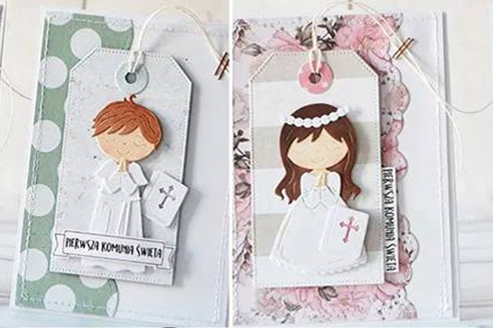 First Communion Girl/Boy Metal Cutting Dies, 7.2cm x 9.0cm/4.21 in x 4.53 in - Craft World 