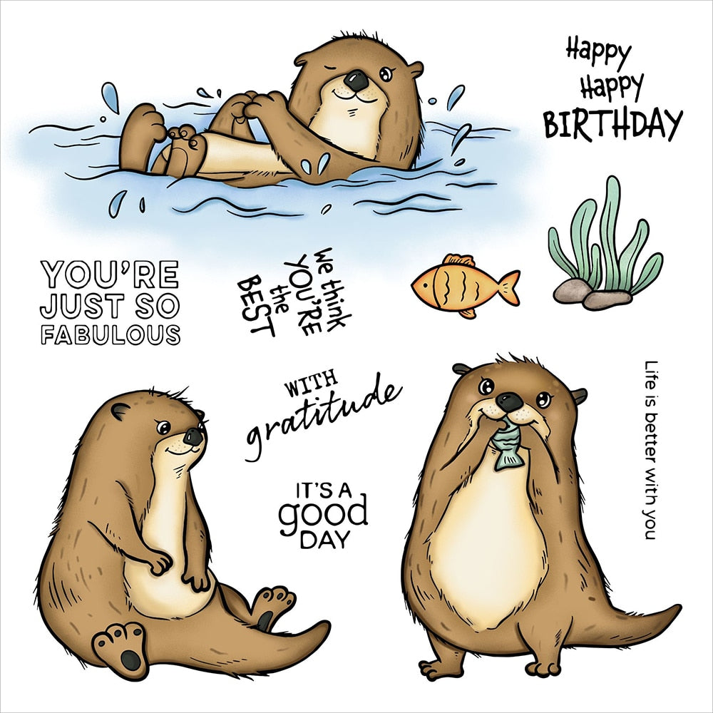 Sweet Otter Transparent Stamps, Stamp and Die Set (please order items separately)