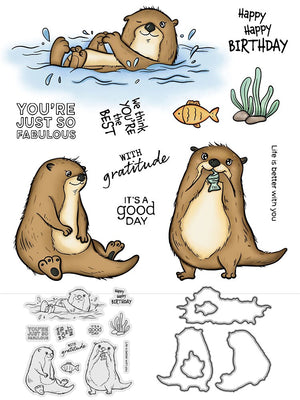 Sweet Otter Transparent Stamps, Stamp and Die Set (please order items separately)