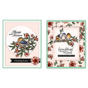 Spring Birds Transparent Stamp/Cutting Die Set/11 cm x 16 cm/12.6 cm x 10.2 cm - Craft World 