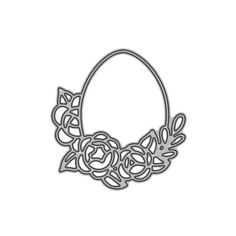 Easter Egg with Flowers Metal Cutting Die, 7.9 cm x 8.24 cm/3.11 in x 3.24 in