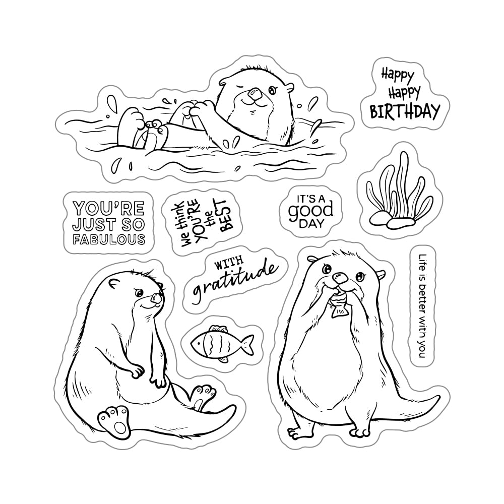 Sweet Otter Transparent Stamps, Stamp and Die Set (please order items separately)