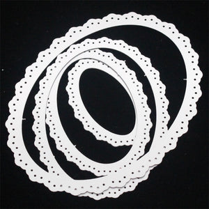 Oval Lacey Frame Metal Cutting Dies, 12.5 cm x 9.5 cm, 4-Piece Set