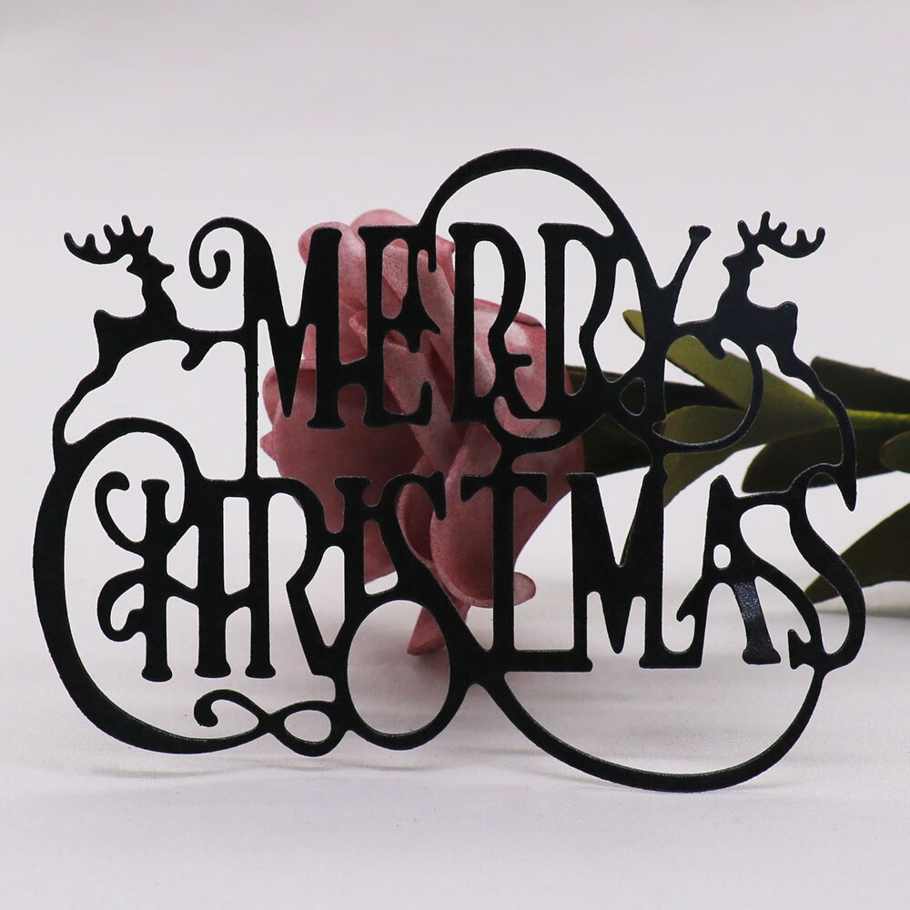 Merry Christmas Words Metal Cutting Die, 8 cm x 10 cm/3.14 in x 3.93 in