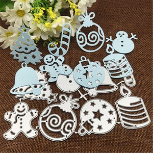 Collection of Christmas Ornaments Metal Cutting Dies, 8 Pieces, 14.3 cm x 8.6 cm/5.62 in x 3.38 in