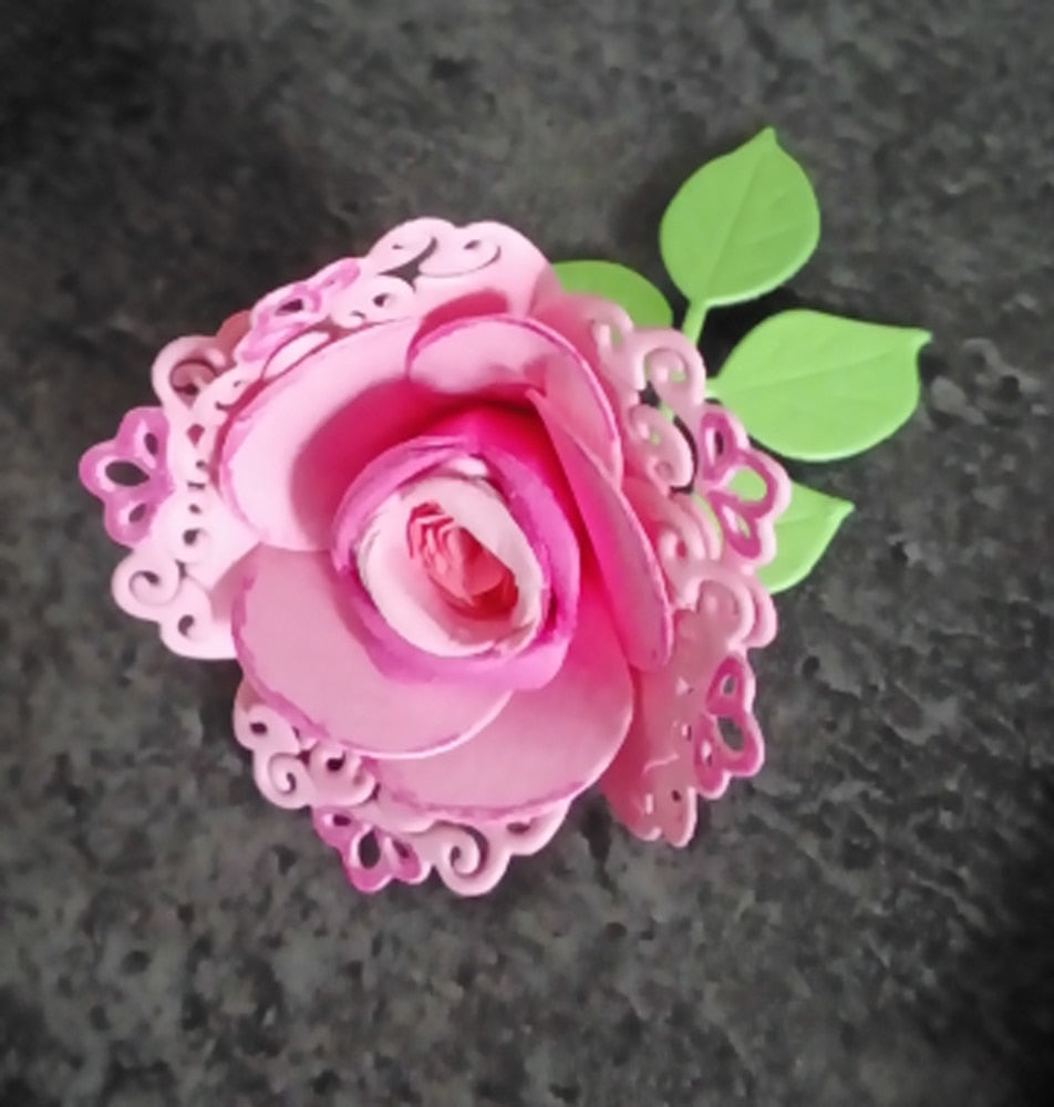 Delightful Lacey Edge Rose Metal Cutting Die, 14.2 cm x 8.8 cm/5.59 in x 3.46 in