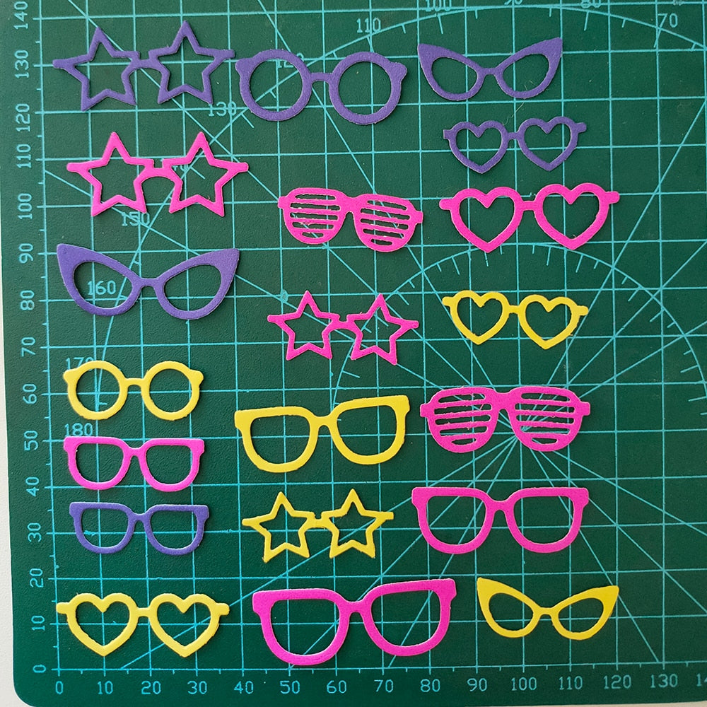 Fun Glasses Metal Cutting Dies, 13 Pieces, 10 cm x 8.5 cm/3.93 in x 3.34 in