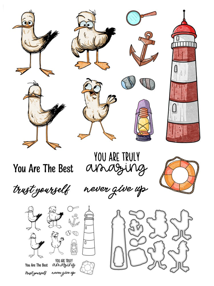 Funny Ducks on Holiday, Transparent Stamps/Stamp and Die Set (please order items separately)