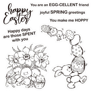 Easter Bunny/Eggs/Chicks Transparent Stamp and Die Set