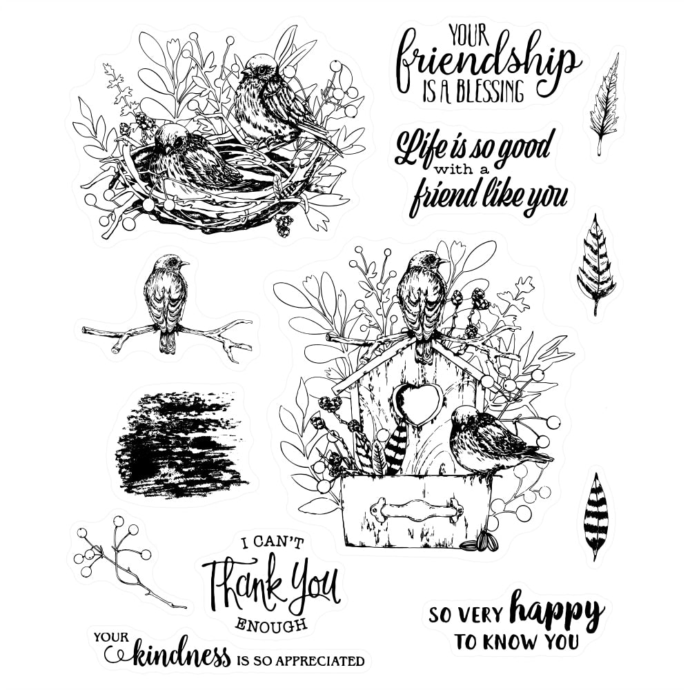 Birds of Friendship Transparent Stamps/Metal Cutting Die Set (please order items separately)