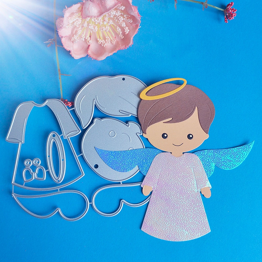 Delightful Boy/Girl Angels Metal Cutting Dies, Size on Description, (please order items separately)