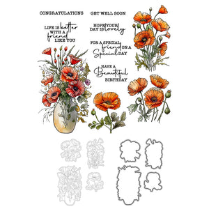 Delightful Vase of Perfect Flowers Transparent Stamps, Stamp and Die Set (please order items separately)