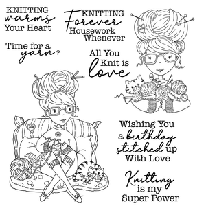 Knitting Time Transparent Stamps, Stamp and Die Set (please order items separately)