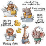 Funny Animals at Bath Time Transparent Stamps, Stamp and Die Set (please order items separately)