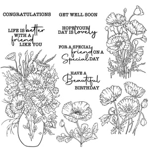 Delightful Vase of Perfect Flowers Transparent Stamps, Stamp and Die Set (please order items separately)