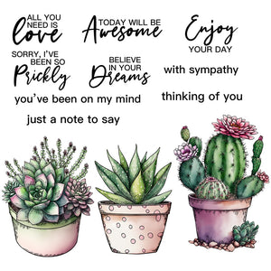 Charming Potted Cactus Plants Transparent Stamps, Stamp and Die Set (please order items separately)