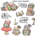 Gnomes Enjoy Reading Transparent Stamps, Stamp and Die Set (please order items separately)