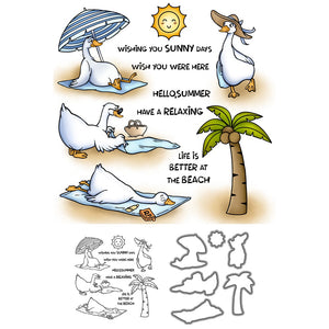 Comical Geese on Holiday Transparent Stamp and Die Set