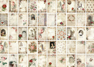 Vintage-Style Patterned Paper, Various Designs, 50 Patterns, 100 Sheets, 13.7 cm x 9.4 cm