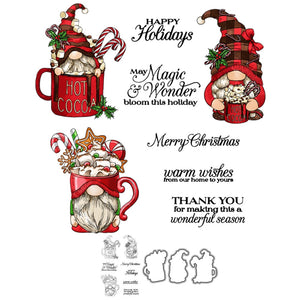 Cute Christmas Gnome Transparent Stamps/Stamp and Die Set (please order items separately)