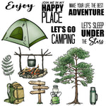 Lets Go Camping Transparent Stamps, Stamp and Die Set (please order items separately)