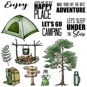 Lets Go Camping Transparent Stamps, Stamp and Die Set (please order items separately)