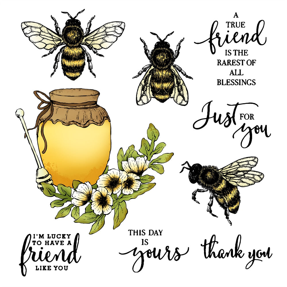 Busy Bees of Friendship Transparent Stamps/Stamp and Cutting Die Set, (please order items separately)