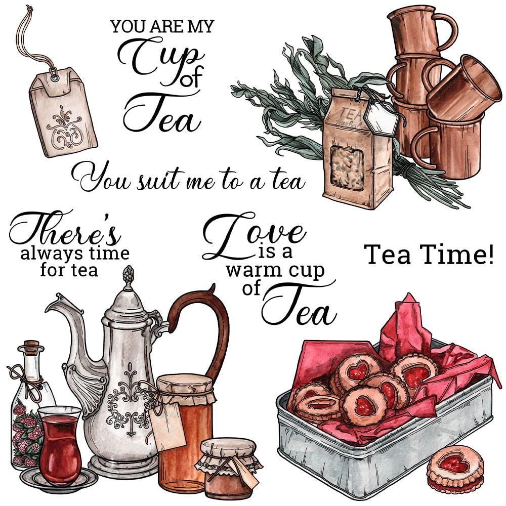 Lovely Cup of Tea Transparent Stamps, Stamp and Die Set (please order items separately)