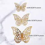 Golden Butterfly Decorations, Various Designs, 12-Piece Sets