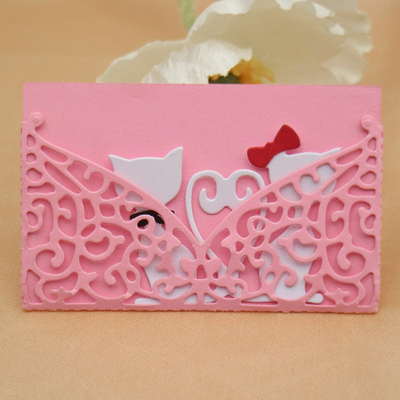 Envelope Shape/Cat Metal Cutting Die, 9.4 cm x 8.6 cm/3.70 in x 3.38 in