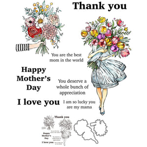 Mother's Day Transparent Stamps, Stamp and Die Set (please order items separately)