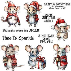 Charming Christmas Mice Transparent Stamps