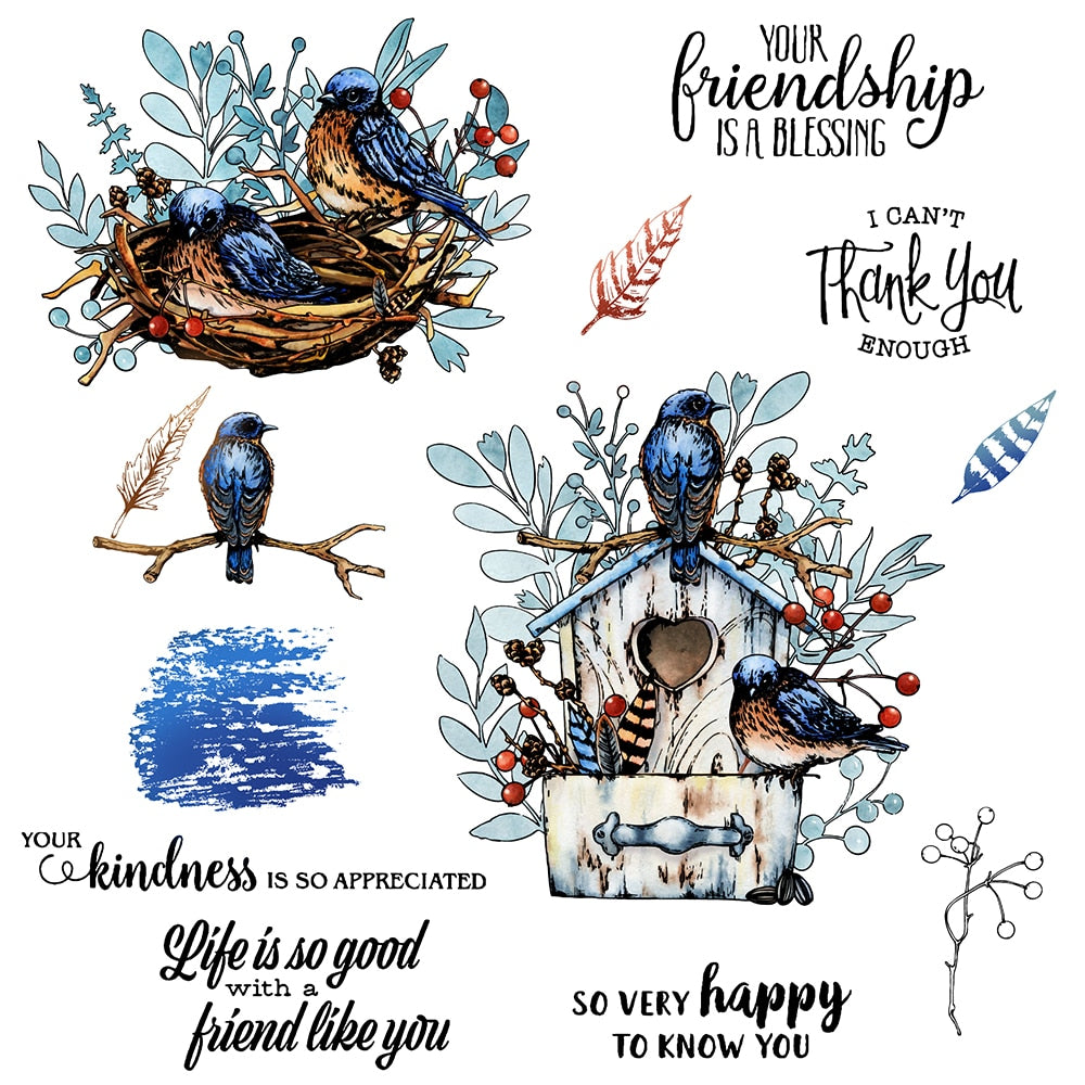 Birds of Friendship Transparent Stamps/Metal Cutting Die Set (please order items separately)