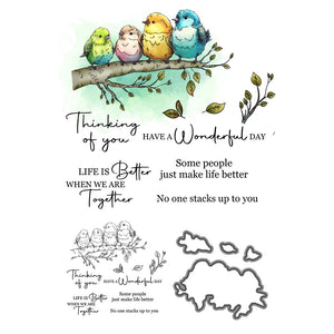 Birdies on a Branch Transparent Stamps, Stamp and Die Set (please order items separately)