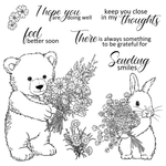 Bear and Bunny Sending Flowers Transparent Stamps, Stamp and Die Set (please order items separately)