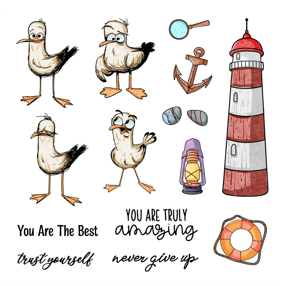 Funny Ducks on Holiday, Transparent Stamps/Stamp and Die Set (please order items separately)