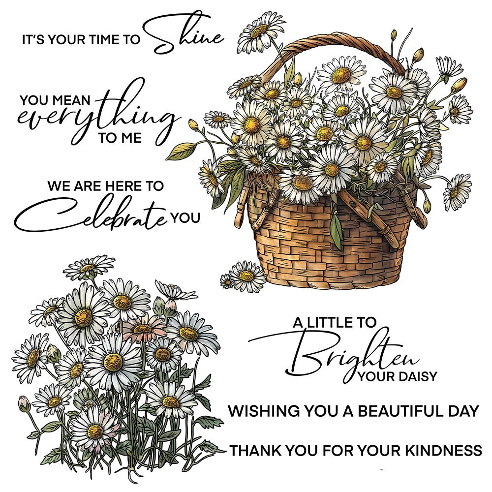 Blossoming Baskets of Daisies Transparent Stamps, Stamp and Die Set (please order items separately)